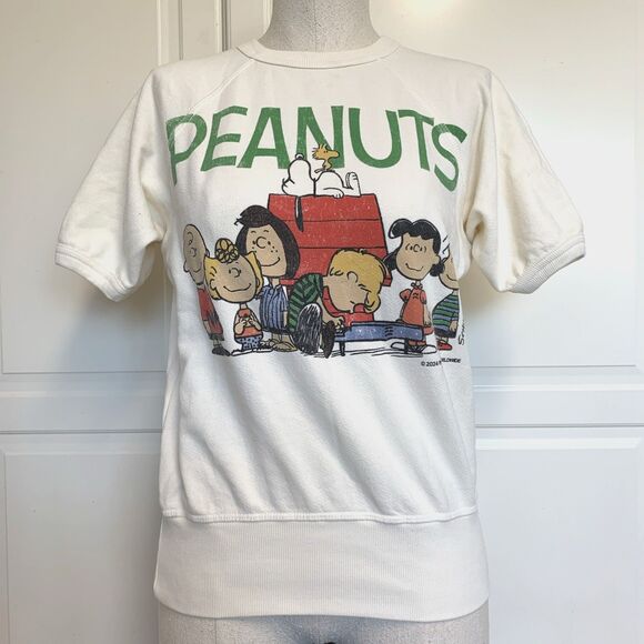 People Of Leisure Peanuts Snoopy Crew Short Sleeve Sweatshirt Women Size S New - Picture 1 of 9